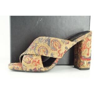 SAINT LAURENT Loulou Tapestry Slide Mules Sandals Sz 36 NIB YSL $895